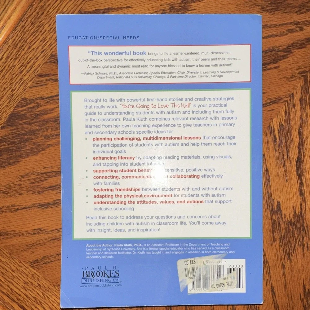 You're Going to Love This Kid! Paula Kluth Paperback Study Guide 2003 281p